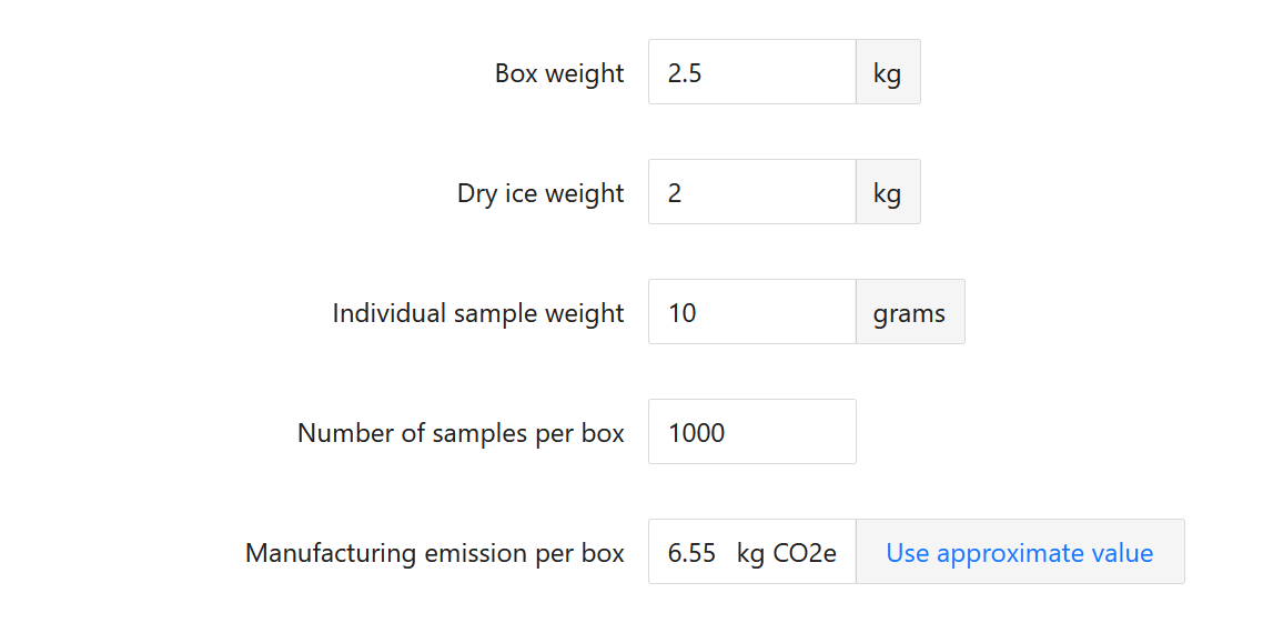 Sample shipping options